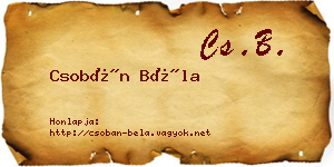 Csobán Béla névjegykártya